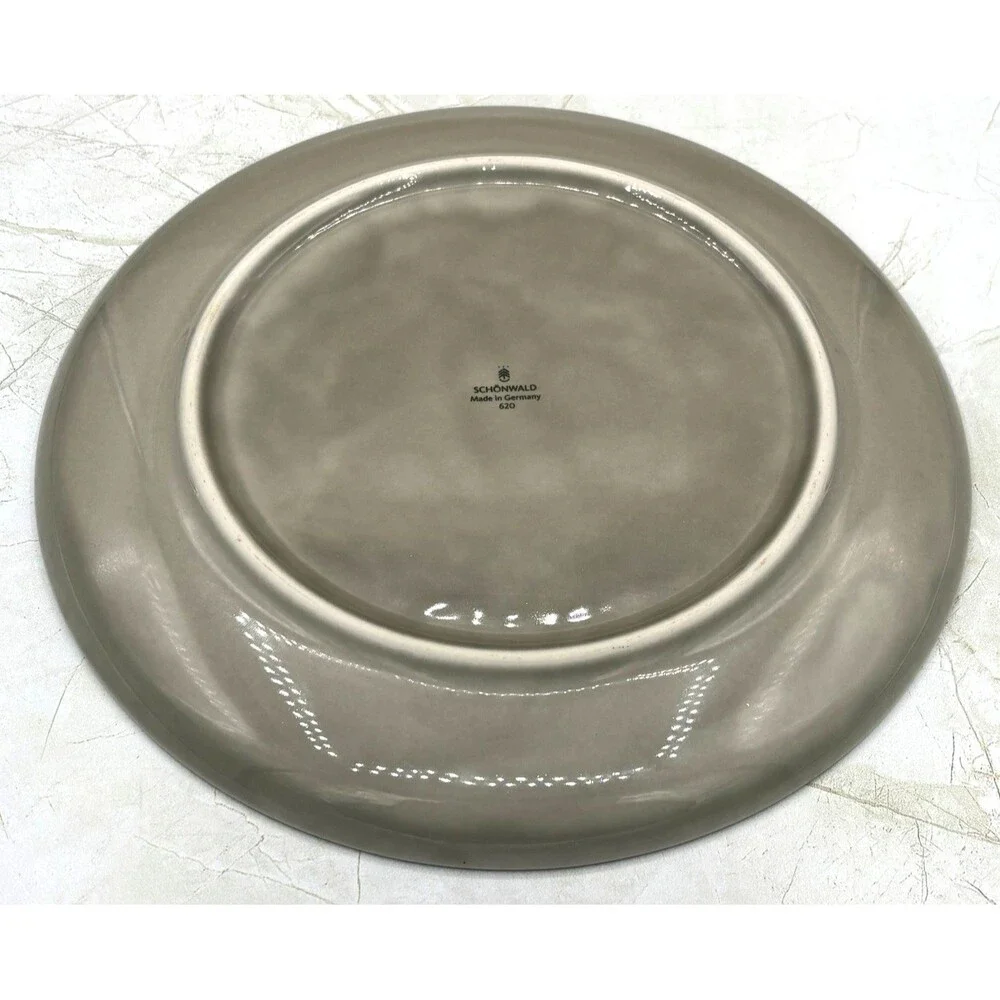 Schönwald Germany 620 Porcelain Plate Set of 4 Radial Pattern Gray‎ Frost Shiro